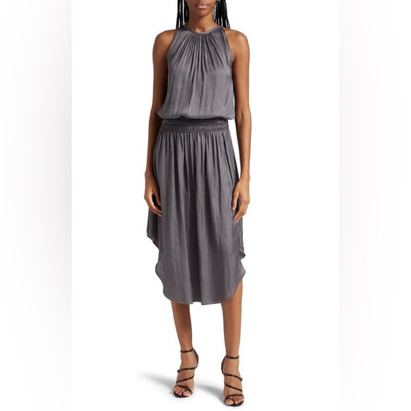 ramy brook audrey midi dress Ramy Brook Audrey Smocked Midi Dress in Navy